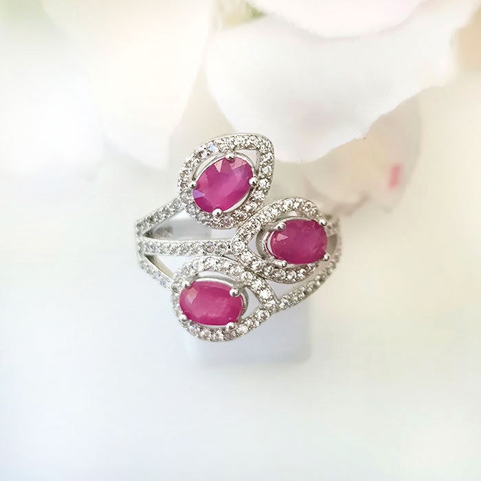 Radiant Beauty, Confidence & Timeless Glamour - Elegant Trio Ruby Ring