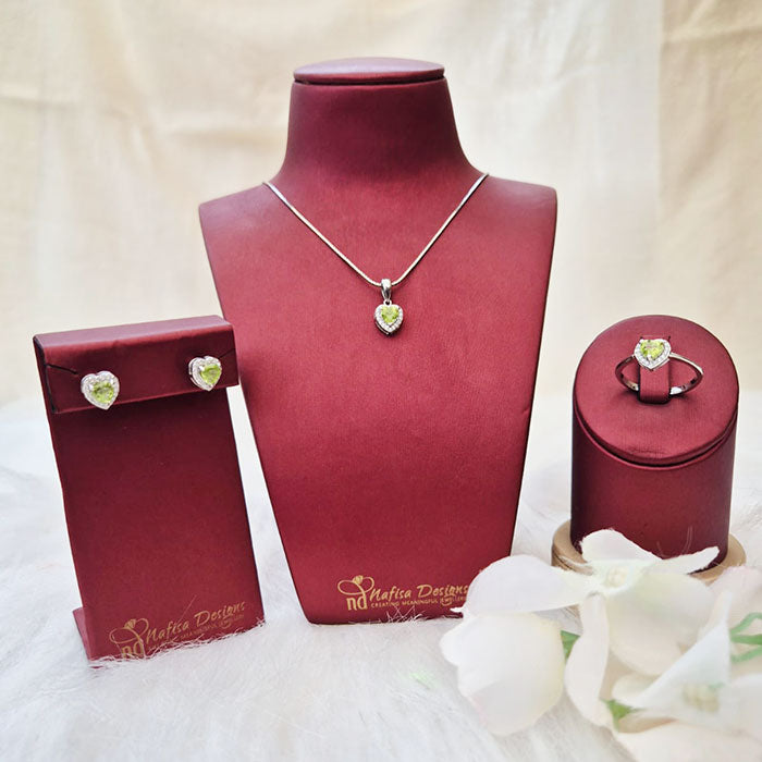 Romantic Heart Peridot Set