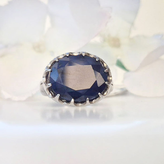 Bold Masculine Sapphire Ring in Silver – A Symbol of Strength and Power