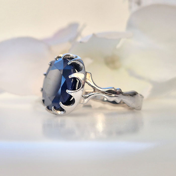 Bold Masculine Sapphire Ring in Silver – A Symbol of Strength and Power