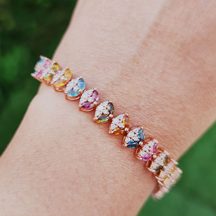 Floral Harmony Bracelet are made of original multi gemstones Citrine