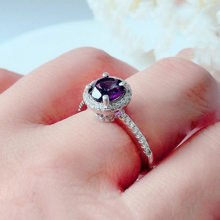 Round Amethyst Ring in high quality silver ready available at Nafisa Designs, Manchester UK. Free Global Shipping!
For Inquiries Call or WhatsApp: +447878581702 OR +96567725075