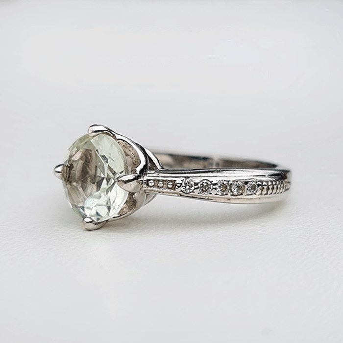 A Round Green Amethyst ring in 925 silver is readily available at Nafisa Designs. UK Manchester