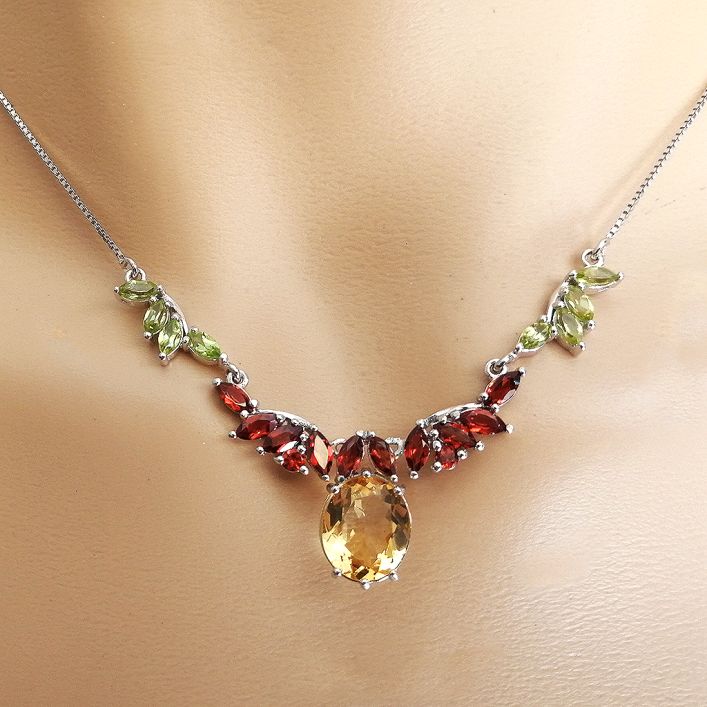 Felicity Party Necklace - Citrine, Garnet, Peridot
