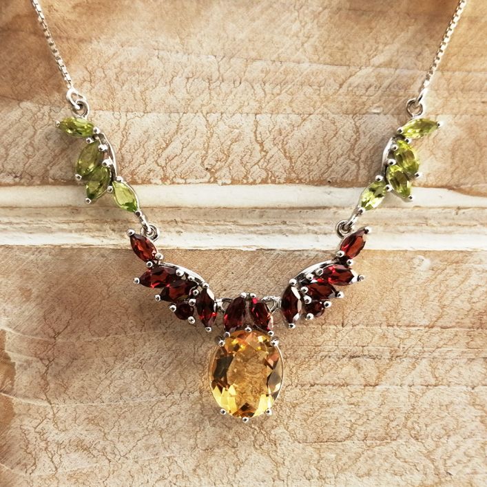 Felicity Party Necklace - Citrine, Garnet, Peridot