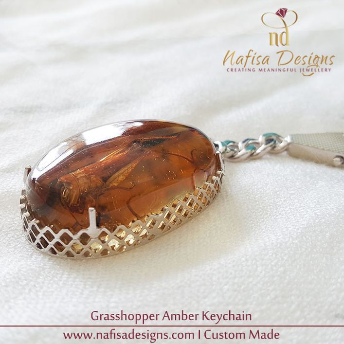 Grasshopper Amber Keychain