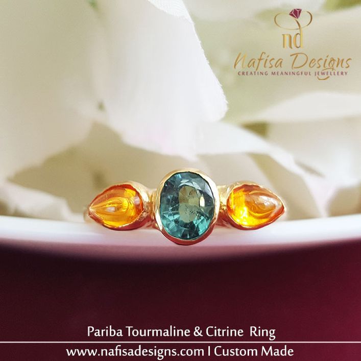 Pariba Tourmaline and Citrine Ring