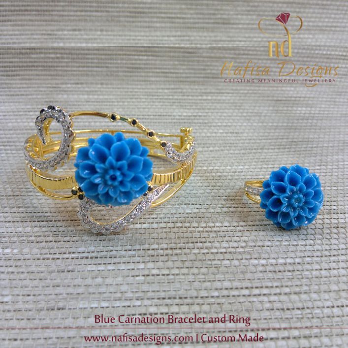 Blue Carnation Bracelet and Ring
