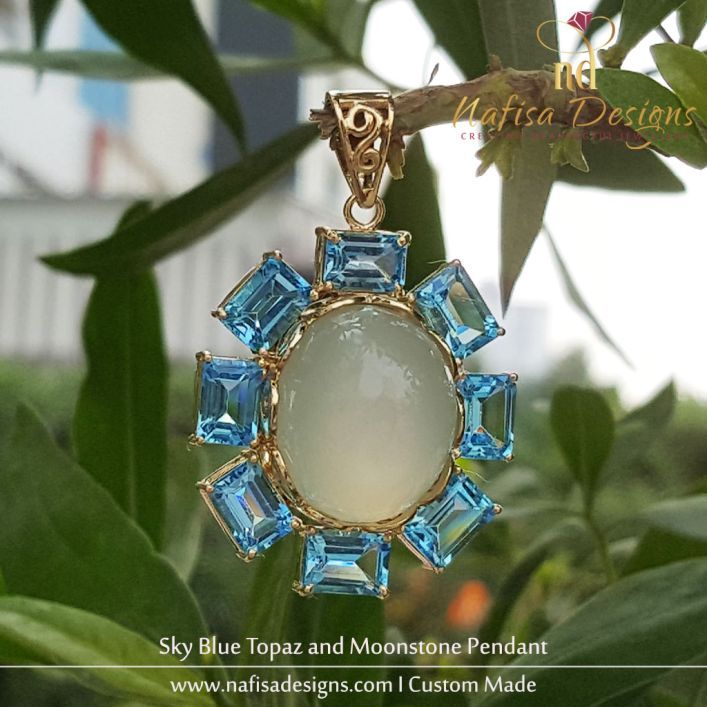 Moonstone and Sky Blue Topaz 