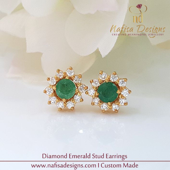 Diamond Emerald Stud Earrings