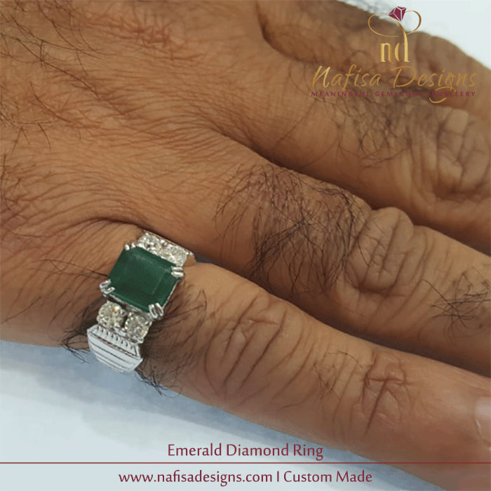 Emerald Diamond Men Ring