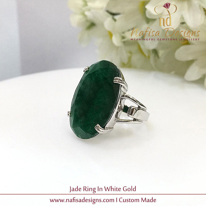 Bold Jade Ring In White Gold