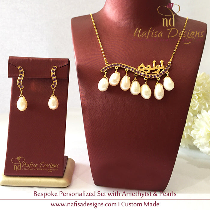Bespoke Personalized Set In Amethyst & Pearl