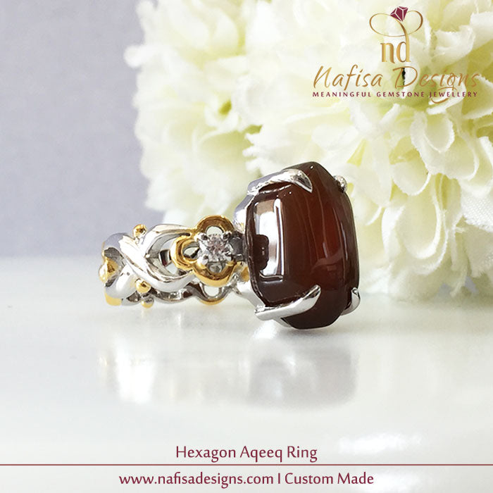 Hexagon Aqeeq Ring