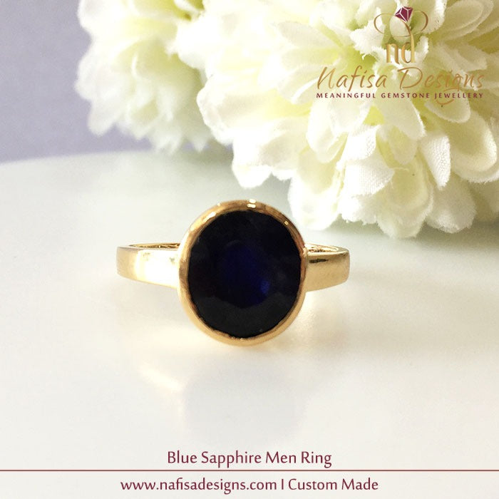 Navy Blue Sapphire Men Ring