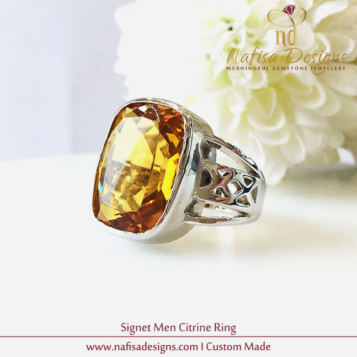Signet Men Citrine Ring