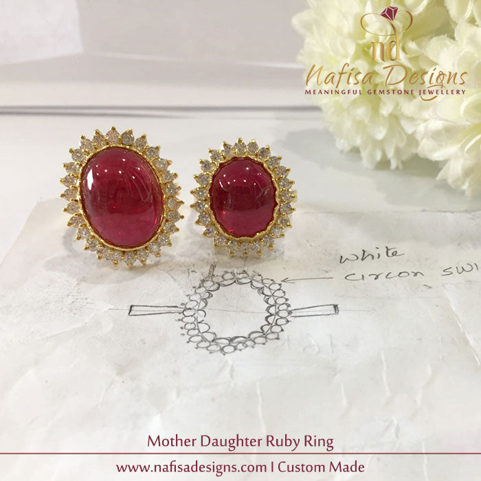 Mother daughter Ruby Ring