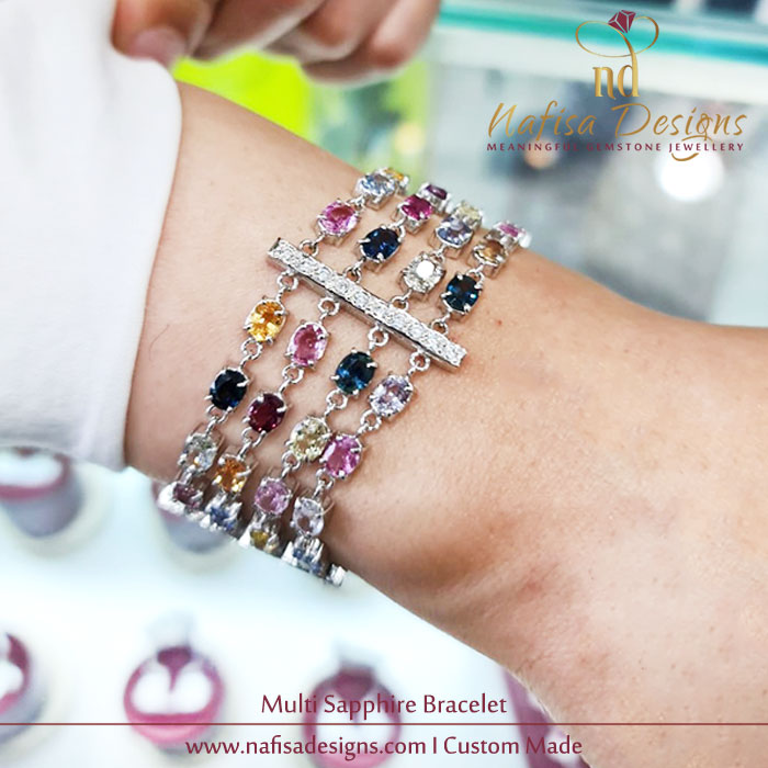 Multi - Coloured Sapphire Bracelet