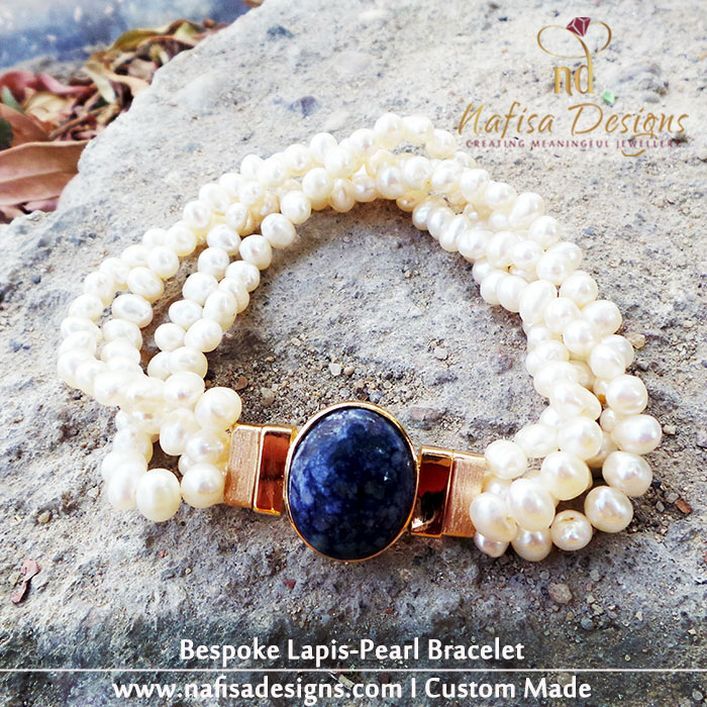 Bespoke Lapis-Pearl Bracelet