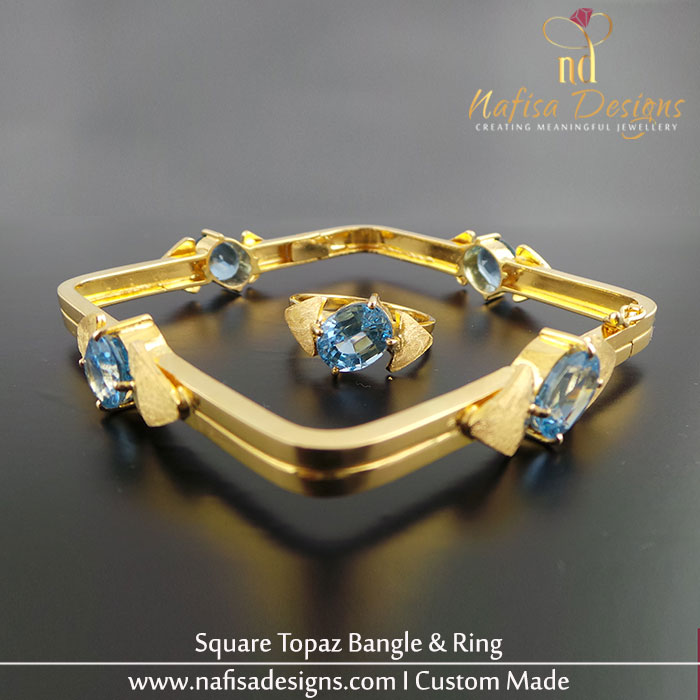 Square Topaz Bangle and Ring