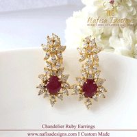 Handmade Gold Chandelier Ruby Earrings – Bold Yet Graceful