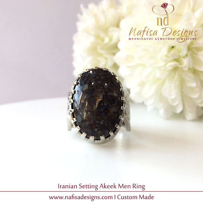 Iranian Setting Akeek Men Ring