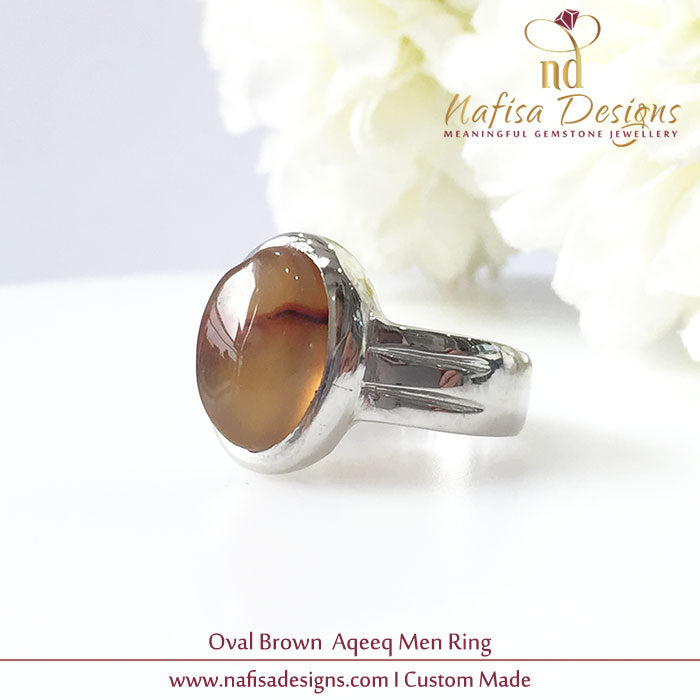 Oval Brown Akeek Men RIng
