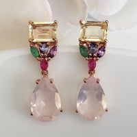 Citrine, Emerald, Ruby, Amethyst, Tanzanite, RoseQuartz Earrings