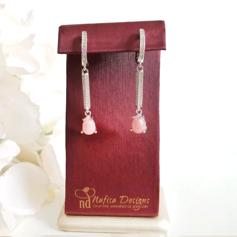 Rhodochrosite set in high quality silver ready available at Nafisa Designs