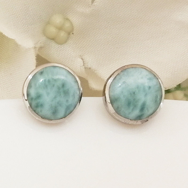 Larimar Round Earrings