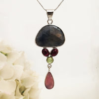 Fusion Pendant - Sapphire, Ruby, Tourmaline