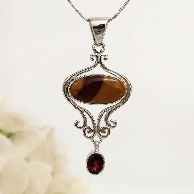 Mookaite Jasper Garnet Pendant