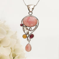Castle Pink Opal Pendant - with topaz and tourmaline