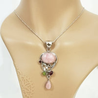 Castle Pink Opal Pendant - with topaz and tourmaline