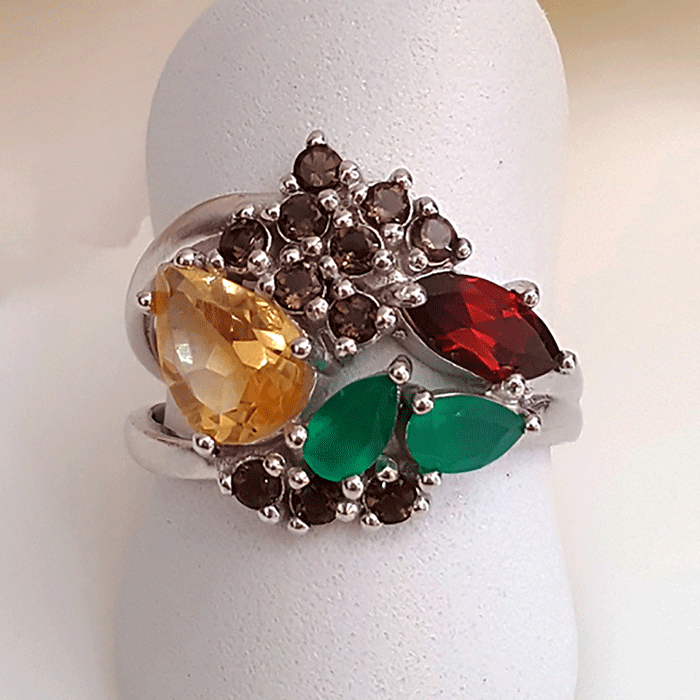 Felicity Ring - CITRINE, SMOKY TOPAZ, GREEN ONYX, GARNET