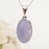 Oval Blue Agate pendant made in 925 Silver by Nafisa Designs. Manchester UK. Free Global Shipping!