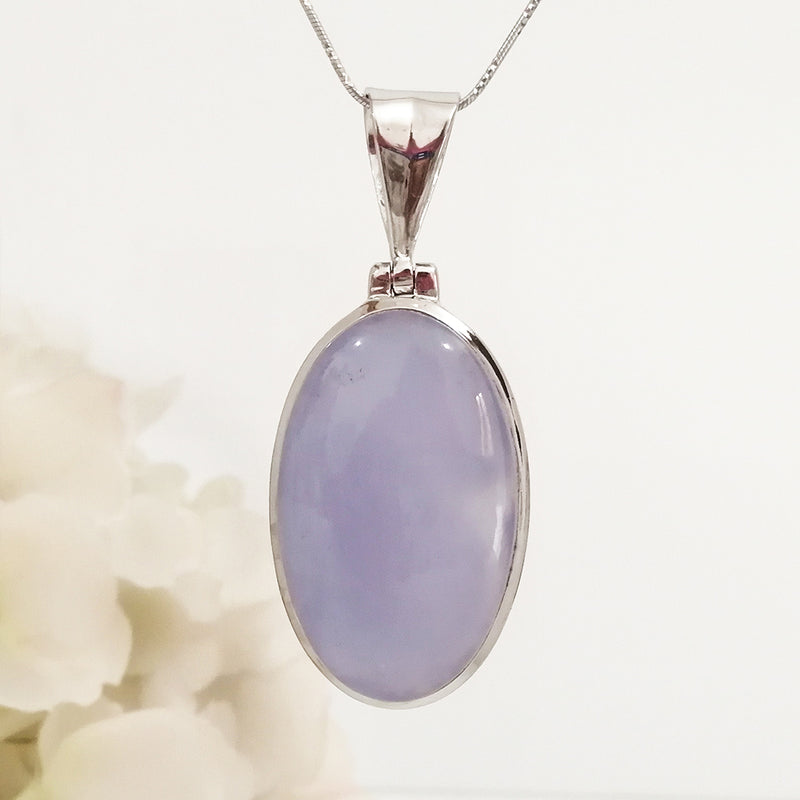 Oval Blue Agate pendant made in 925 Silver by Nafisa Designs. Manchester UK. Free Global Shipping!