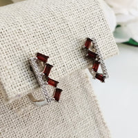 Step Studs - Garnet