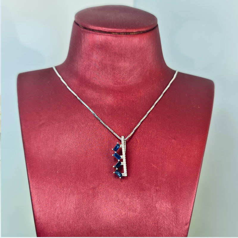 Blue Sapphire Set Woman 925 Silver Birthstone Birth Gem September Birthstone Earrings Necklace Ring Manchester UK Jewellery Party Wear Wedding Jewellery Authentic Birthstones