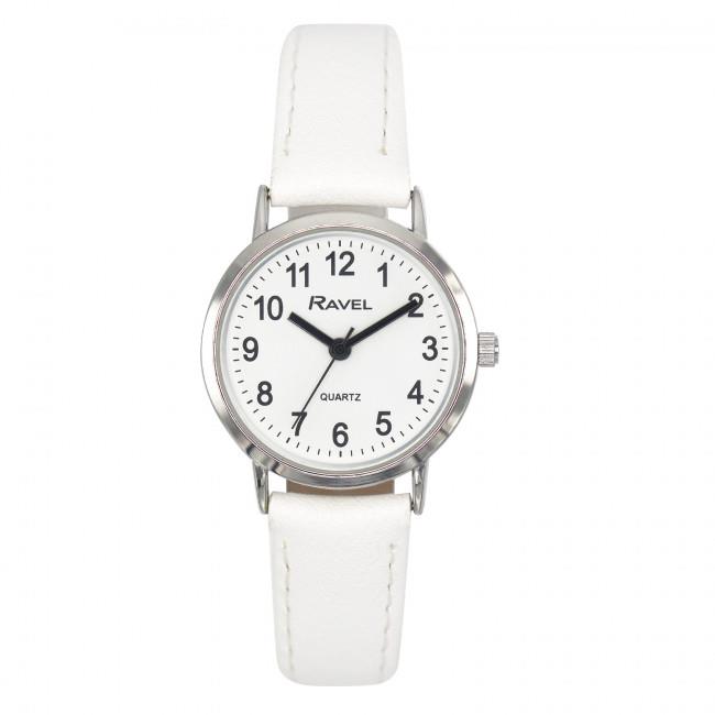 Ravel Ladies Basic White Dial White Leather Strap Watch R0129.24.2