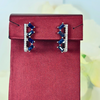 Blue Sapphire Set Woman 925 Silver Birthstone Birth Gem September Birthstone Earrings Necklace Ring Manchester UK Jewellery Party Wear Wedding Jewellery Authentic Birthstones