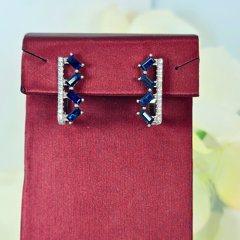 Blue Sapphire Set Woman 925 Silver Birthstone Birth Gem September Birthstone Earrings Necklace Ring Manchester UK Jewellery Party Wear Wedding Jewellery Authentic Birthstones