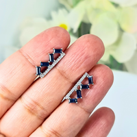 Blue Sapphire Set Woman 925 Silver Birthstone Birth Gem September Birthstone Earrings Necklace Ring Manchester UK Jewellery Party Wear Wedding Jewellery Authentic Birthstones