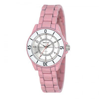 Henley Ladies Enamelled Round Case Silver sunray dial Pink Bracelet Watch H07241.5