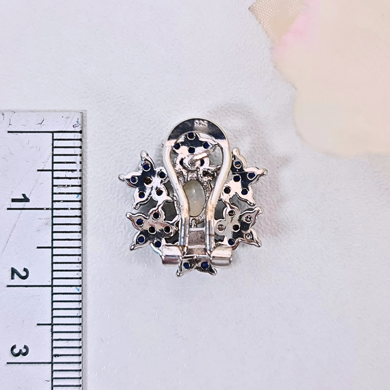 Sapphire and Opal Sun Flower Earrings
