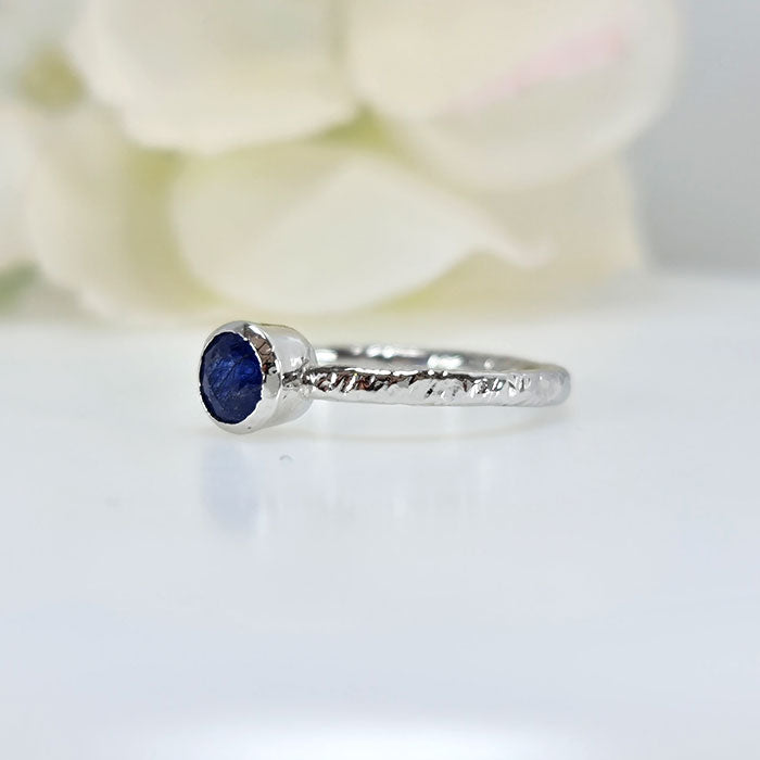 Where Modern Texture With Timeless Strength – Blue Sapphire Crinkle Ring