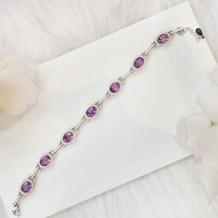 Luxurious Purple Amethyst Oval Bracelet with Timeless Radiance – Confidence and Charm