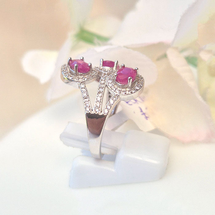 Radiant Beauty, Confidence & Timeless Glamour - Elegant Trio Ruby Ring