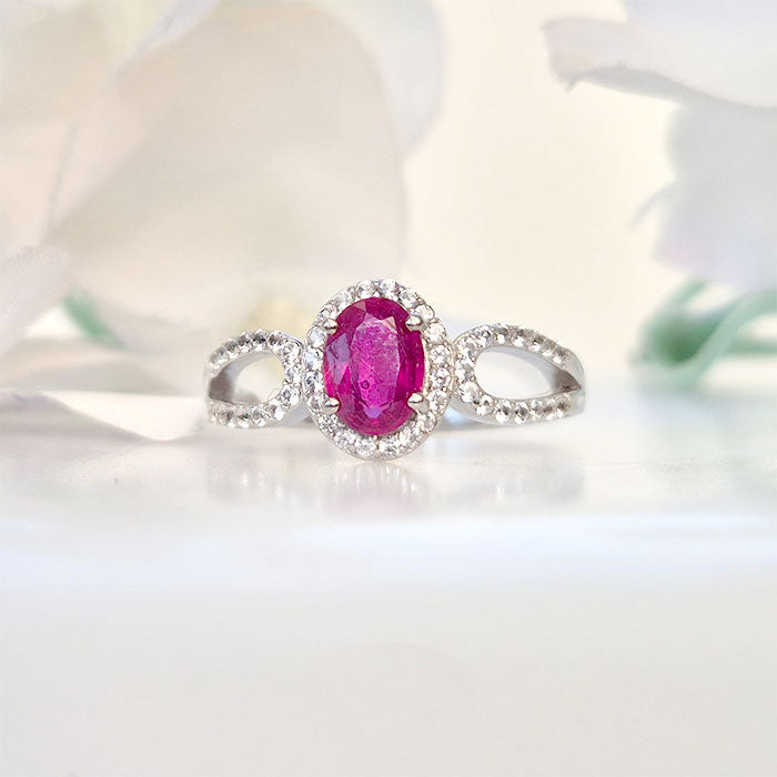 Ruby Halo Cocktail Ring - Feminine Charm