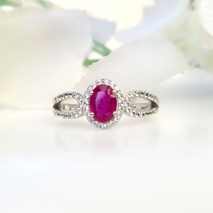 Ruby Halo Cocktail Ring - Feminine Charm